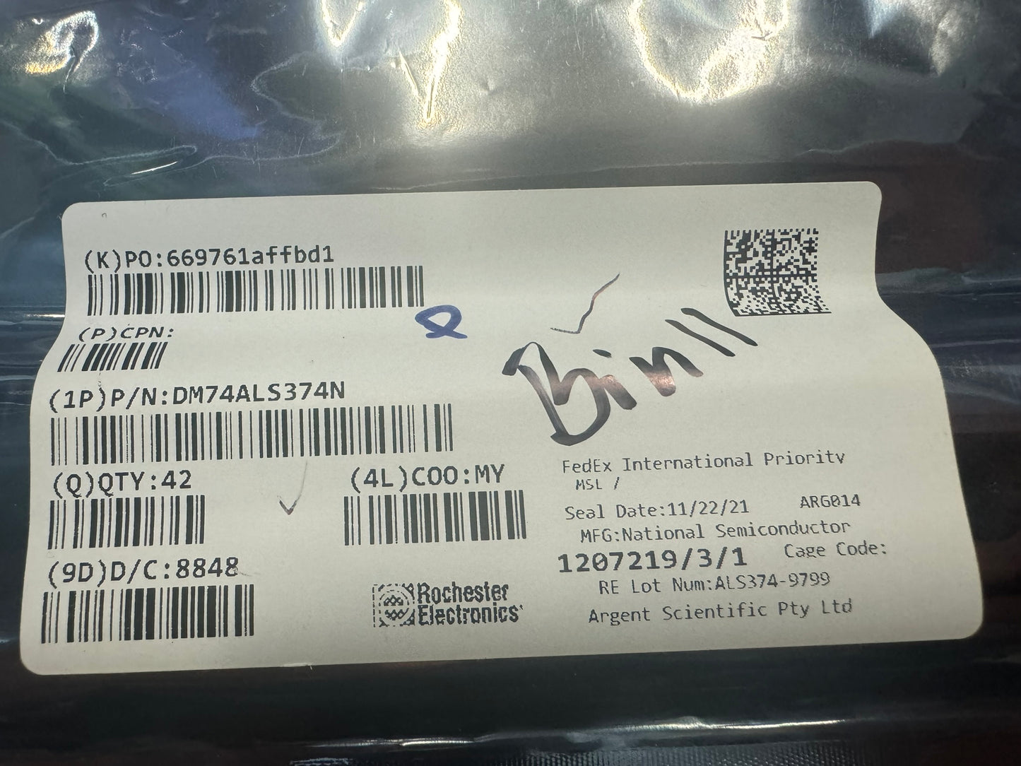 National Semiconductor DM74ALS374N - Bus driver, ALS series, 1 -func, 8 bitt, true output, TTL, PDIP20