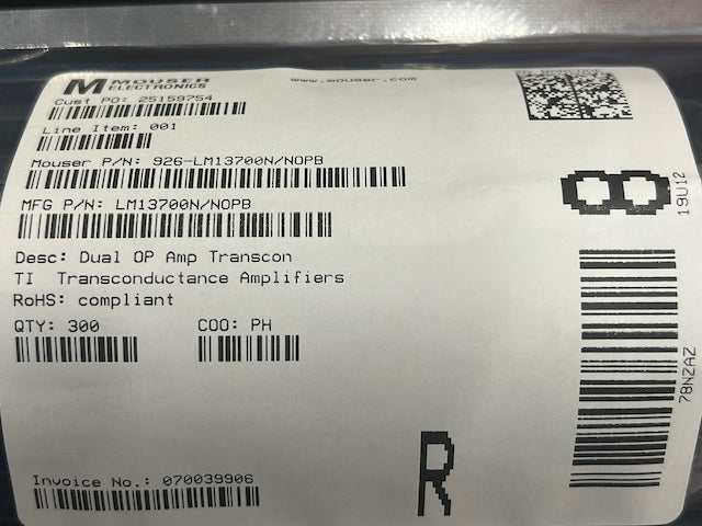 National Semiconductor LM13700N - Dual Op Amp Transcon - PDIP16