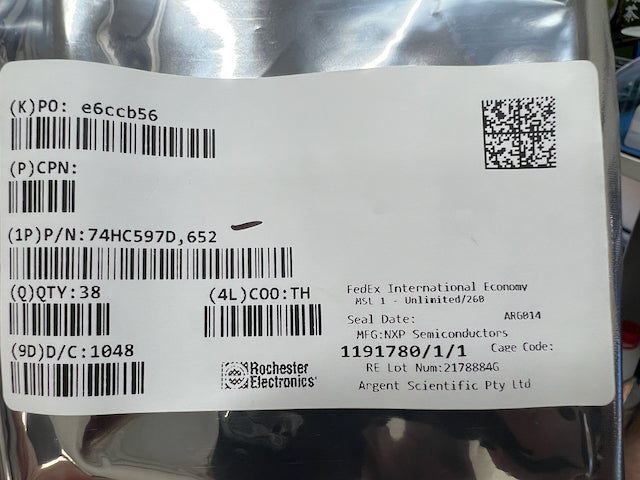 Nexperia 74HC597D - Parallel In Serial Out, HC/UH Series, 8-Bit, Right Direction, True Output, CMOS, PDSO16