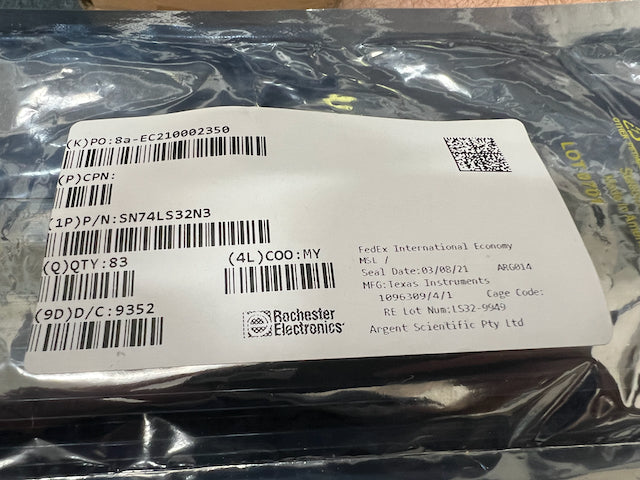 Texas Instruments SN74LS32N3 - OR Gate, LS Series, 4-Func, 2-Input, TTL, PDIP14