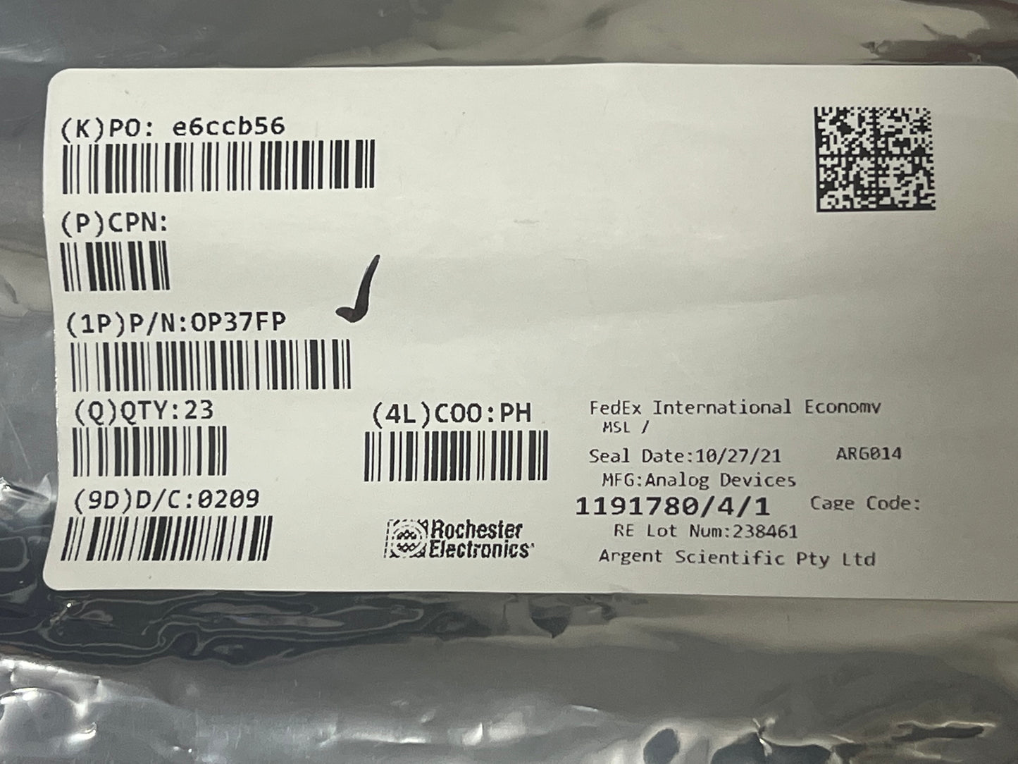Analog Devices OP37FP - Low-Noise Precision Operational Amplifier DIP8
